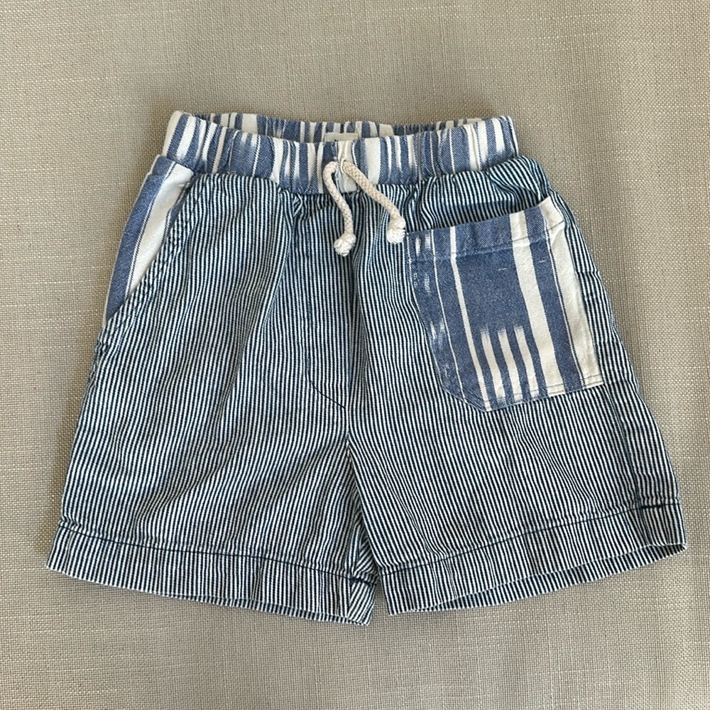 Nico Nico Andy cotton short with Ikat & railroad stripe pattern